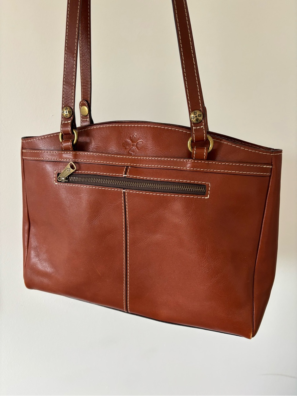 Patricia Nash Poppy Tote Brown Tan Cognac Leather